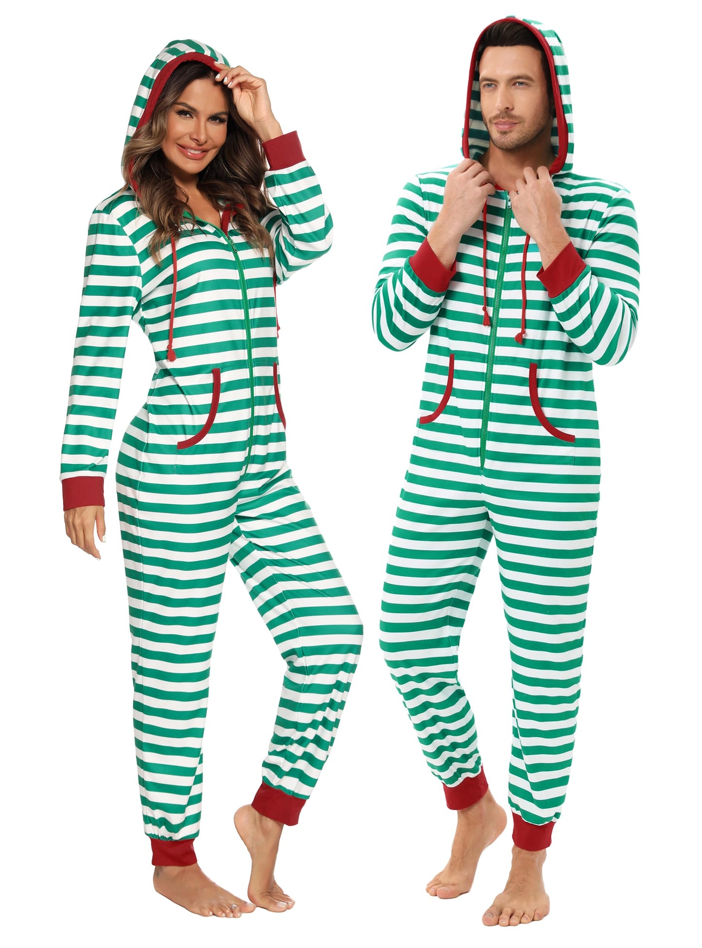 Cuddly Couple Onesies with Zipper Hood
