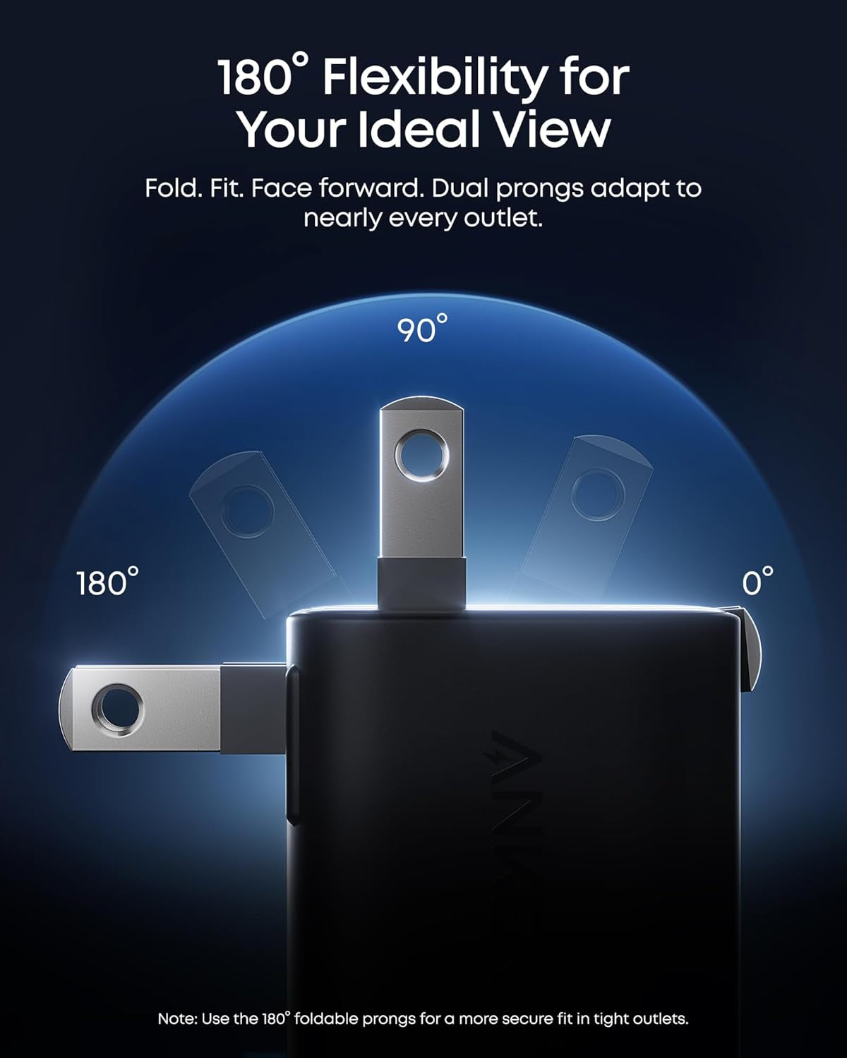 Smart Display Charger,  Nano USB C Charger Block, 45W Max Gan Phone Charger,180° Foldable Plug,Smart Recognition,Built-In Care Mode,For Iphone17/16/15(Non-Battery,One USB-C Port,No Cable)