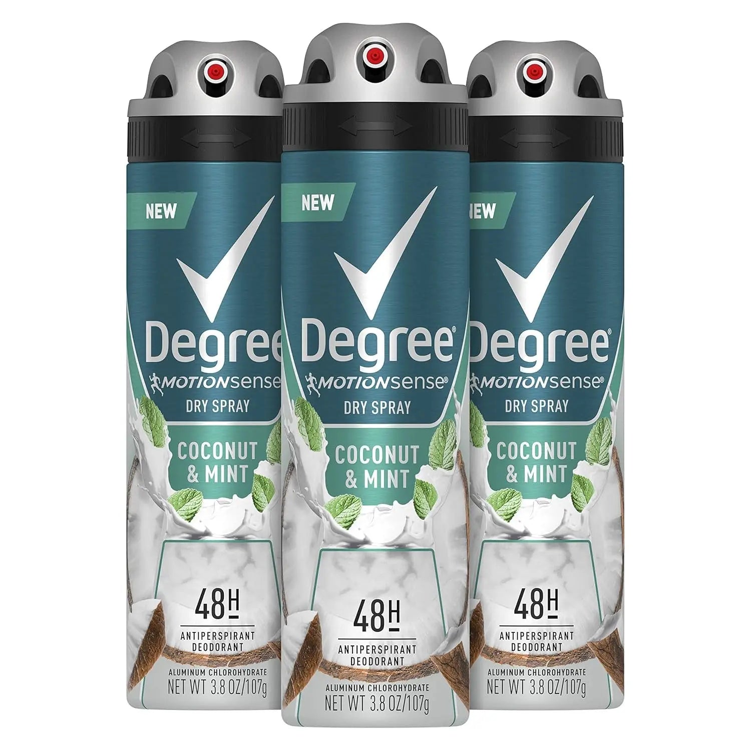 Men Antiperspirant Deodorant Dry Spray Coconut & Mint 3 Count 72Hr Sweat and Odor Protection  for Men 3.8 Oz