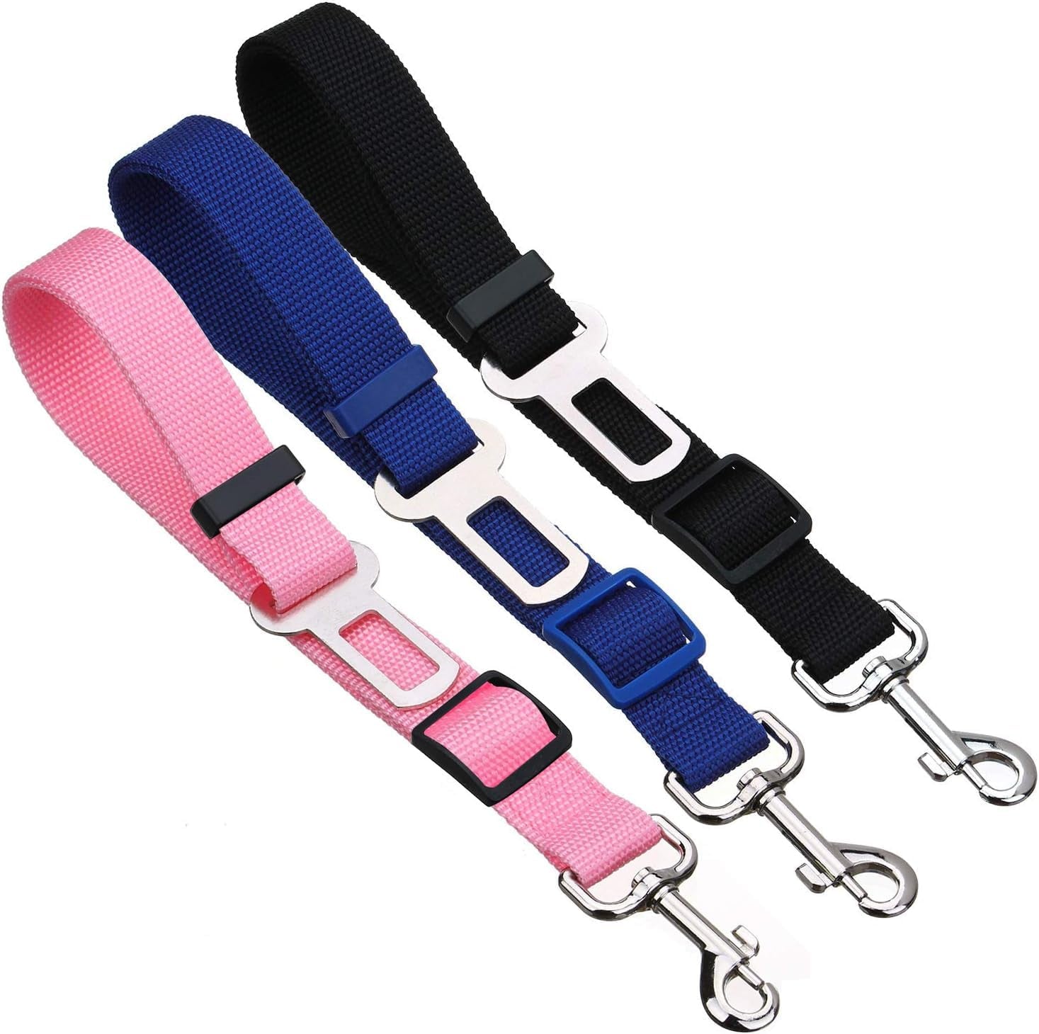 Adjustable Length Pet Car Seat Belt for Dogs and Cats - 2 Pack (Pink)