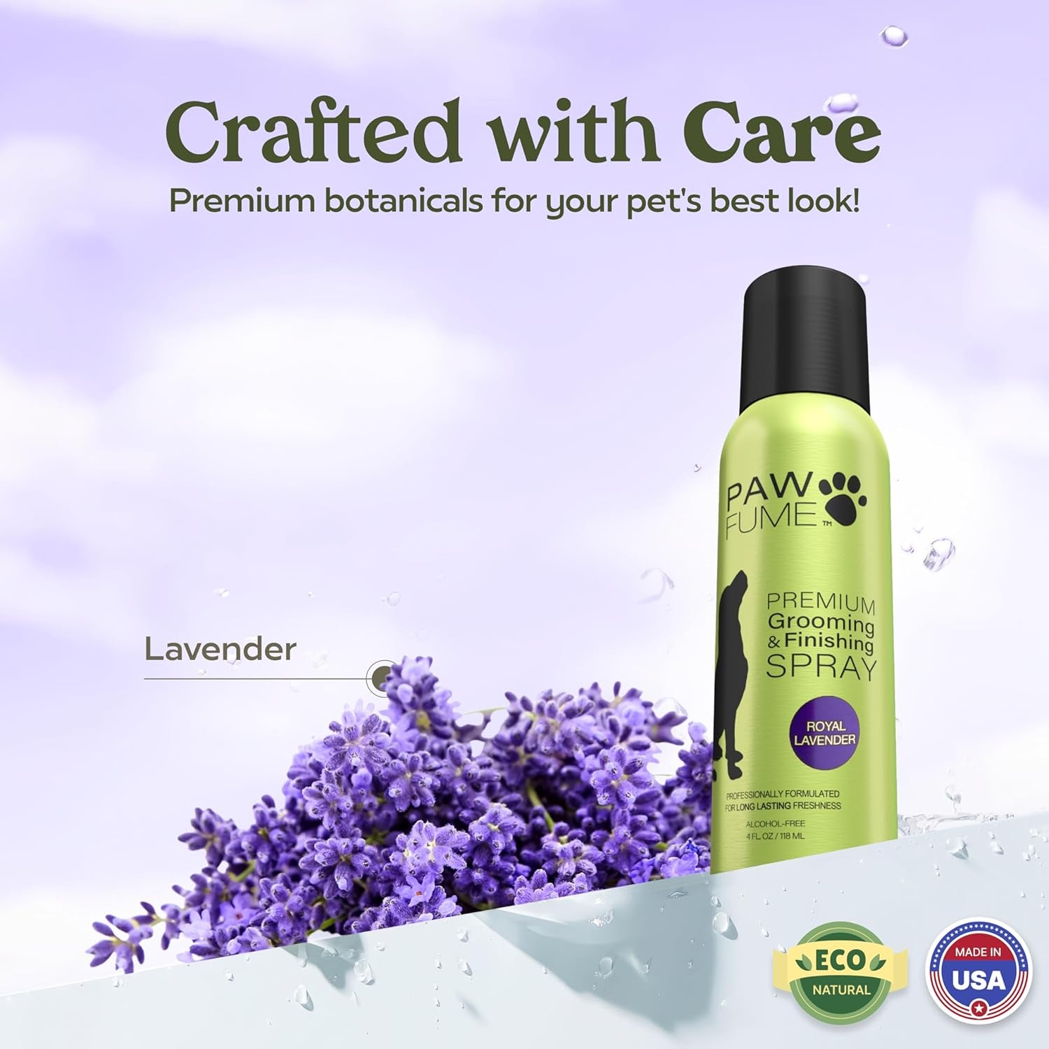 PAWFUME Royal Lavender Dog Detangler Grooming Spray, 1-Pack – Hypoallergenic, Alcohol-Free Formula for All-Day Freshness, Detangling and Moisturizing – Salon-Quality Coat and Fur Care Essentials