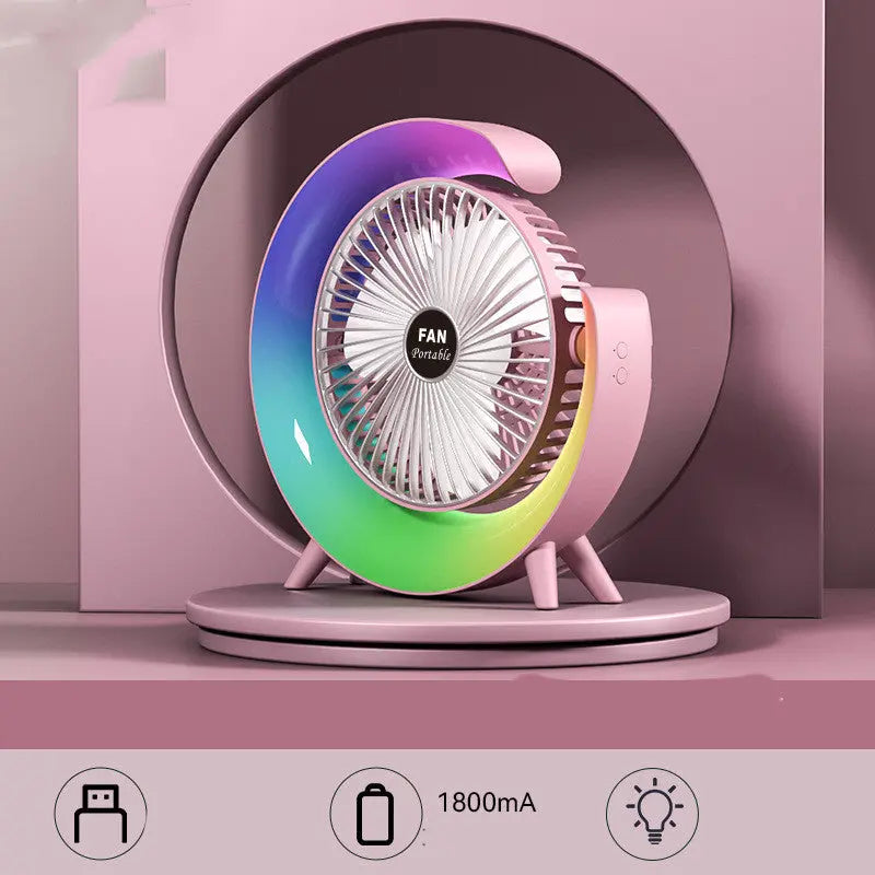 New Bright Night Light Charging Fan Desktop Silent Mini Electric Fan Portable Fan USB Autods