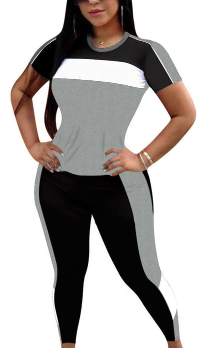 TOPONSKY Women's Two-Piece Fitness Set Grey XL
