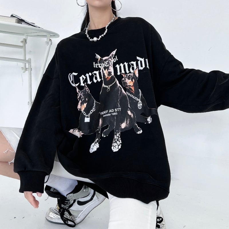 Vintage Chic Round Neck Pullover for Women