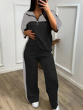 Womens Color-Block Minimalist Casual Chic Sportswear Set - New Era Fashion LLc