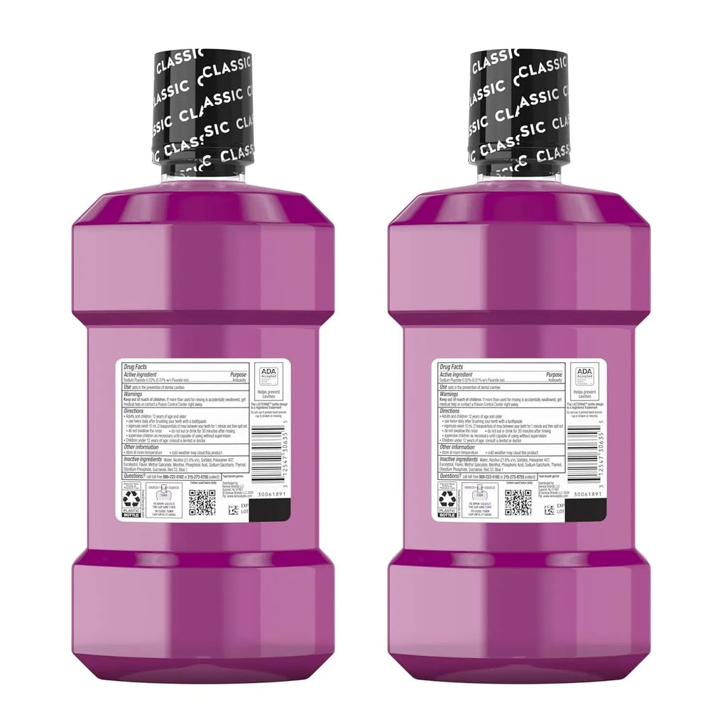 Total Care Anticavity Fluoride Mouthwash, 6-In-1 Rinse Helps Kill 99% of Bad Breath Germs, Prevents Cavities, Strengthens Teeth, Bad Breath Treatment for Adults, Fresh Mint, Twin Pack, 2X1 L