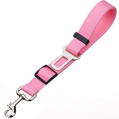 Adjustable Length Pet Car Seat Belt for Dogs and Cats - 2 Pack (Pink)