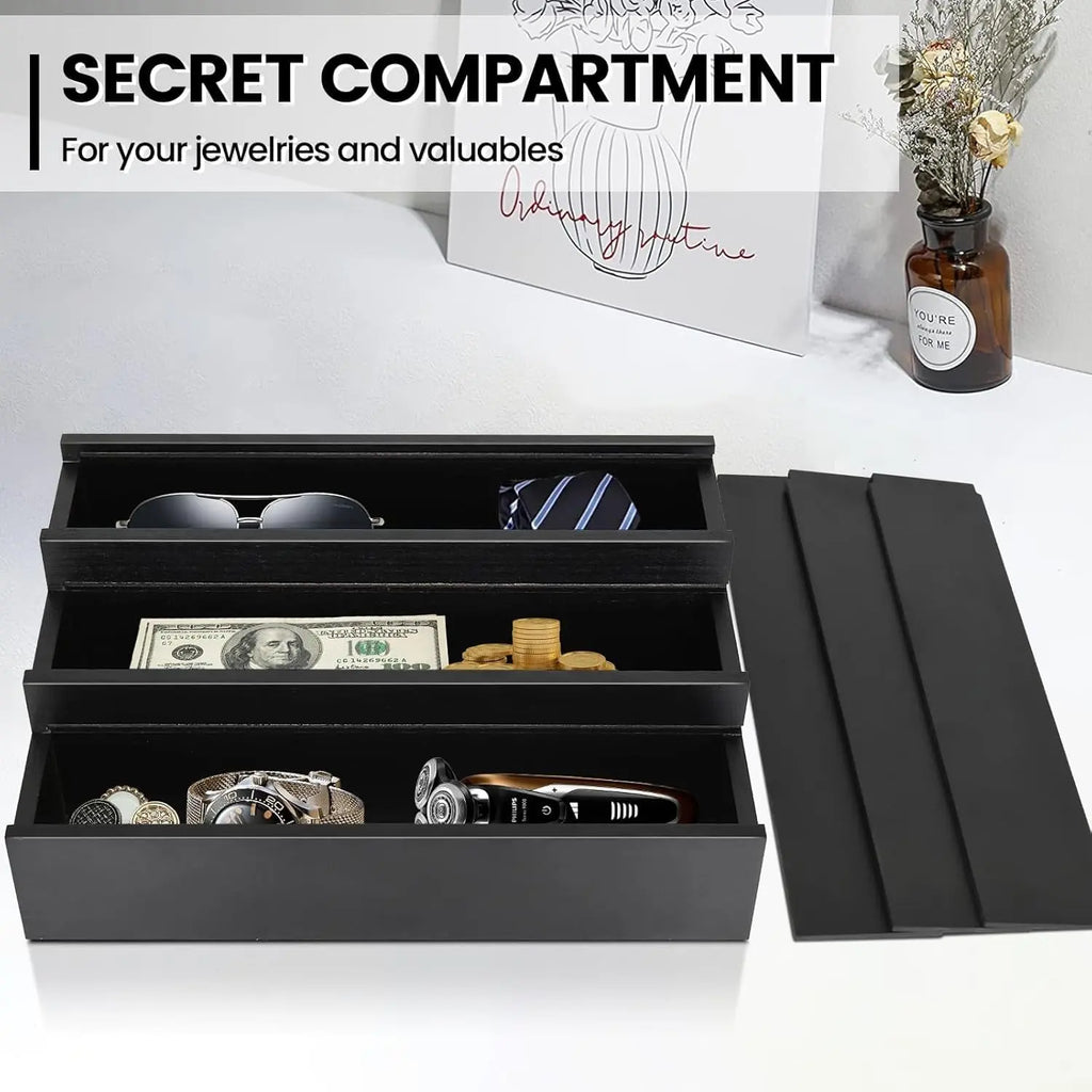 Wooden Cologne Organizer for Men - 3 Tier Cologne Stand Black Elevated