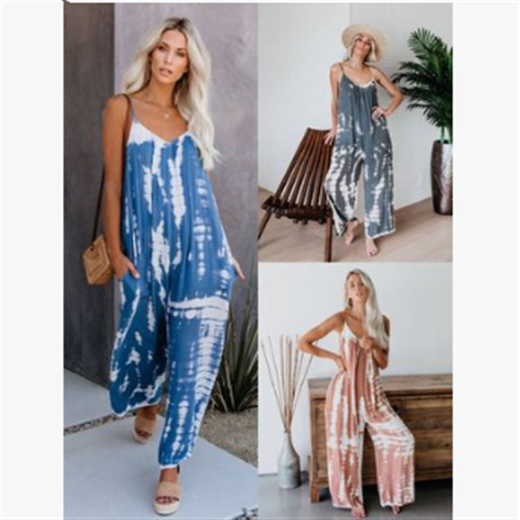 Summer Chic Tie-Dye Spaghetti Strap Jumpsuit