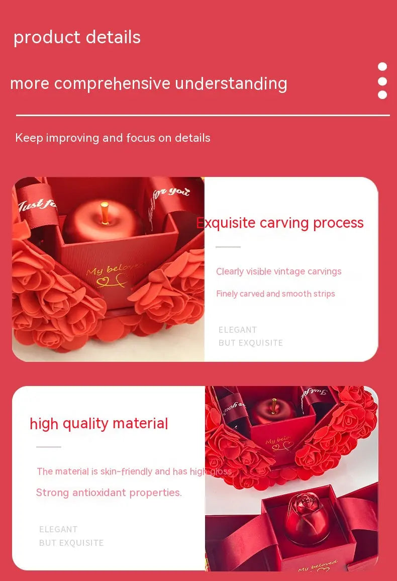 Valentines Day Gift Soap Rose Gift Box Crystal Pendant Necklace Eternal Flower Jewelry Box Set Wedding Birthday Gift For Girlfriend - New Era Fashion LLc