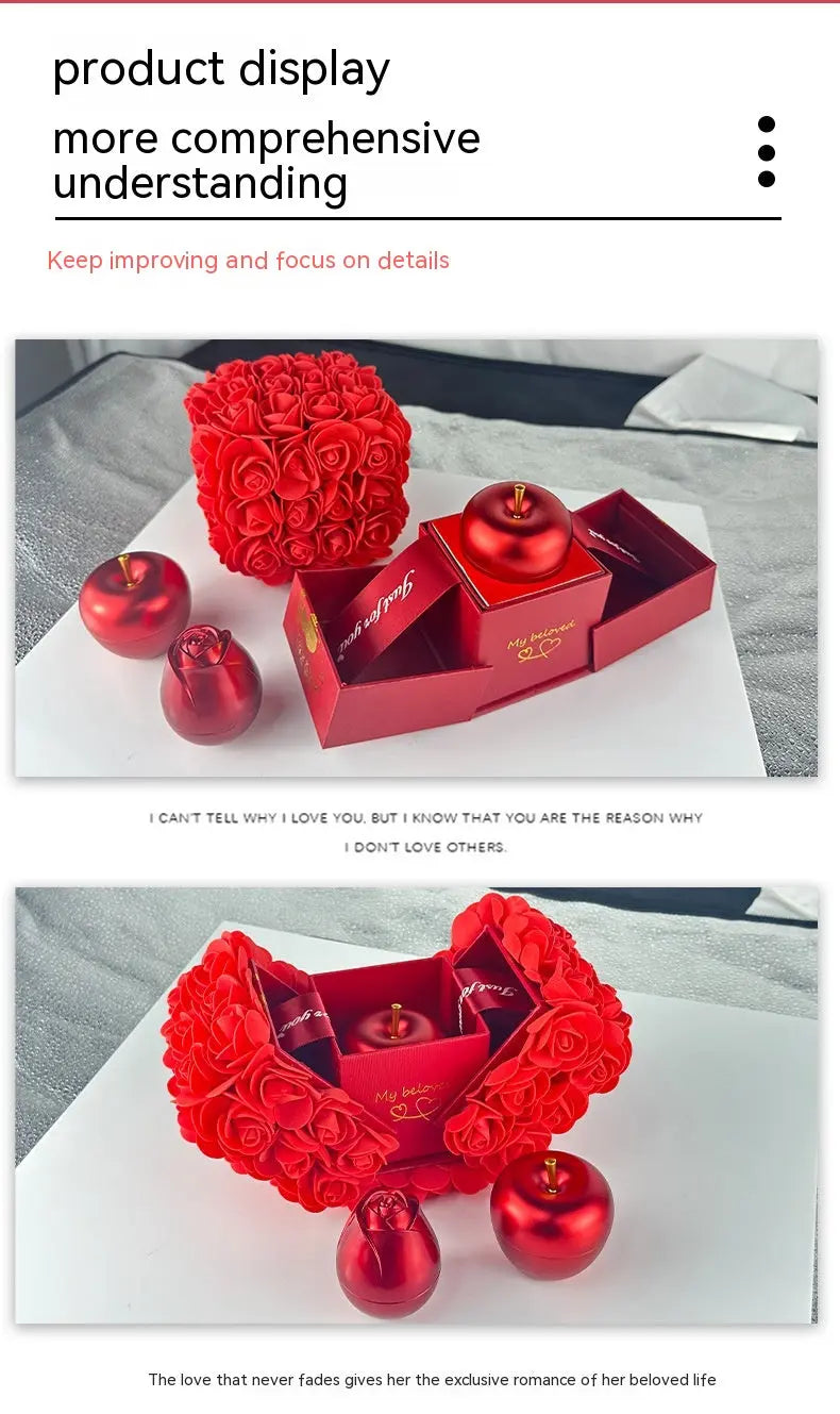 Valentines Day Gift Soap Rose Gift Box Crystal Pendant Necklace Eternal Flower Jewelry Box Set Wedding Birthday Gift For Girlfriend - New Era Fashion LLc