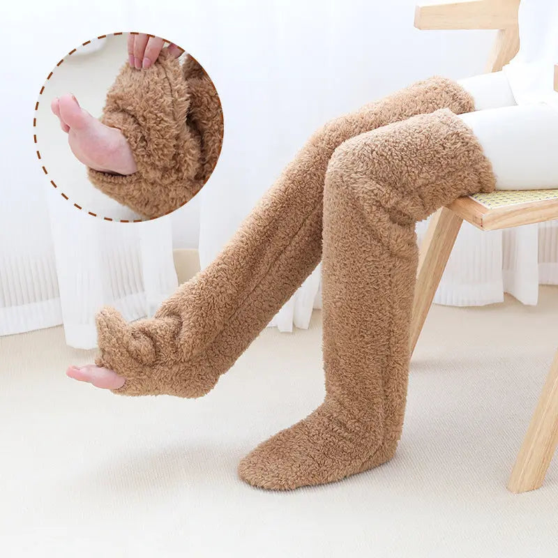 Over Knee High Fuzzy Long Socks Winter Warm Cold Leg Knee Joint Cold-proof Stockings Home Floor Sleeping Socks Cjdropshipping