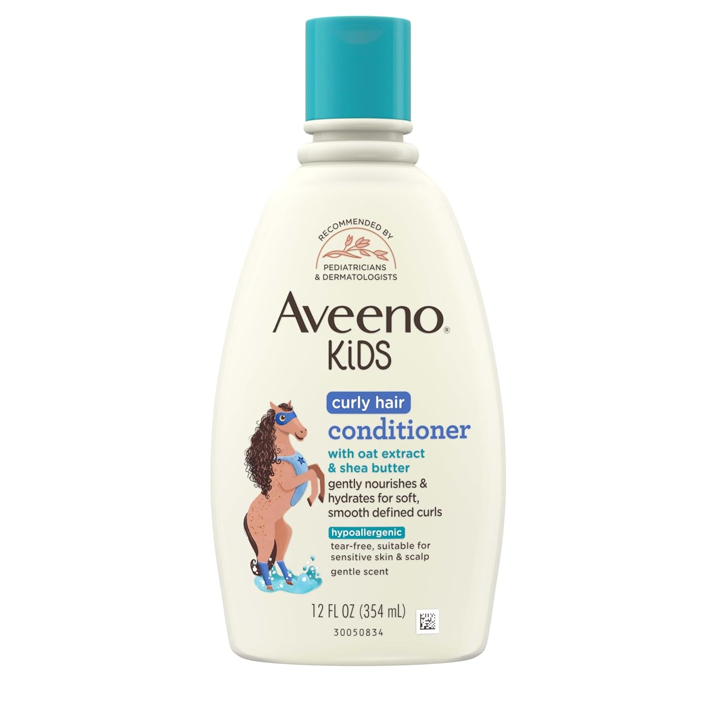 Aveeno Kids Curly Hair Conditioner, Hydrating Conditioner, Kids Curly Hair Products, Oat Extract & Shea Butter, Gentle Scent, 12 Fl. Oz (Pack of 1)