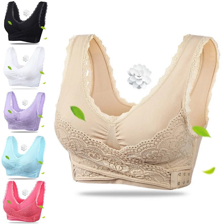 Front Cross Side Buckle Lace Side Non-Wire Sports Fitness Bra Cjdropshipping
