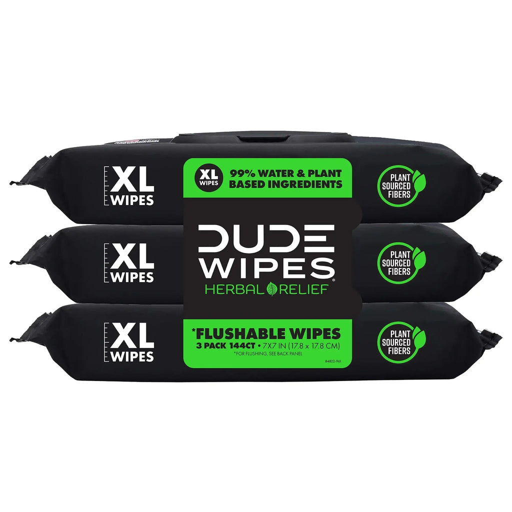 Flushable Wipes, XL Wet Wipes for at Home Use, Herbal Relief, 144 Count