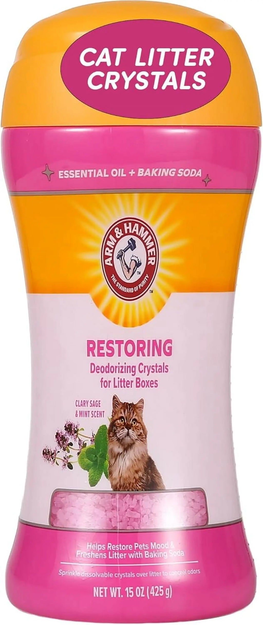 (2 Pack)  Deodorizing Cat Litter Crystals for Litter Boxes, Clary Sage & Mint Scent 15 Oz.
