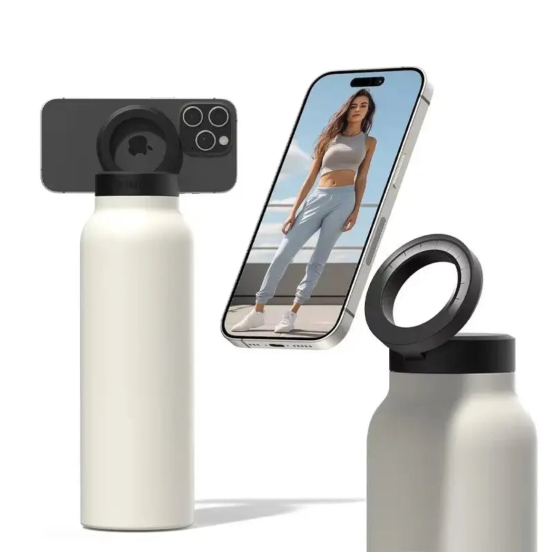 304 Stainless Steel Vacuum Cup Creative Magnetic Water Cup Insulated Sports Water Bottle With Straw Outdoor Insulated Water Mug With Magnetic Phone Holder Cjdropshipping