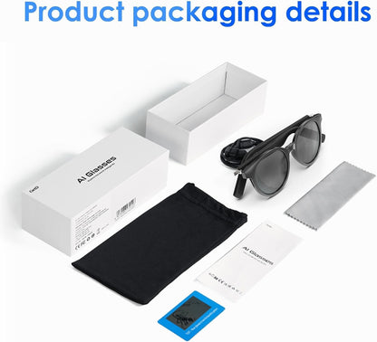 AI Smart Glasses for Men and Women, Low Bridge Fit, 74-Language Real-Time Translator Powered by Chatgpt - Bluetooth 5.4 with 11H Playtime, Polarized Sunglasses for Travel, Driving, Daily Use