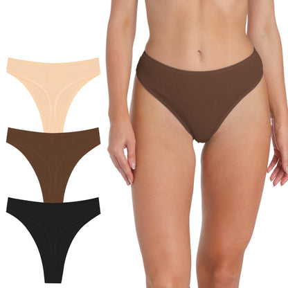 PSEFNAGX High Waisted Women Ribbed Cotton Sporty Thong Underwear Size Medium