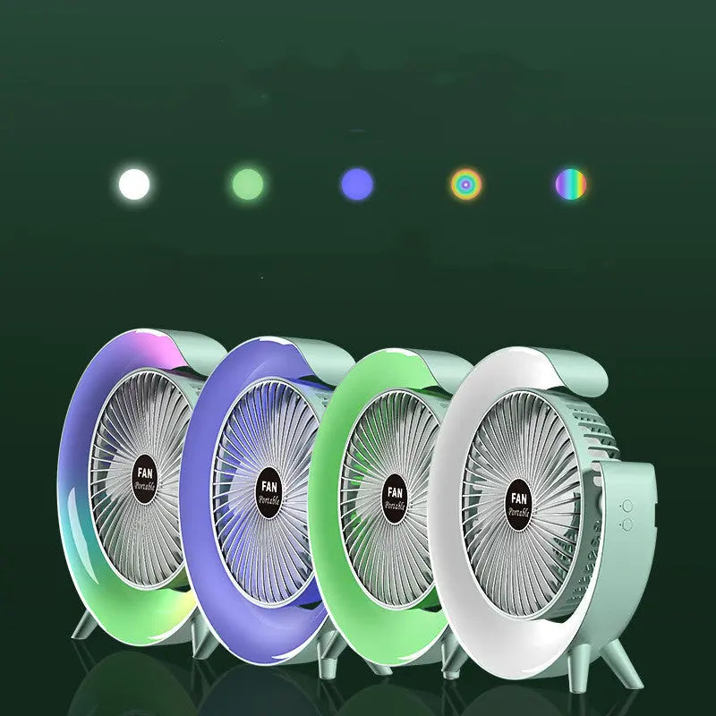 New Bright Night Light Charging Fan Desktop Silent Mini Electric Fan Portable Fan USB Autods