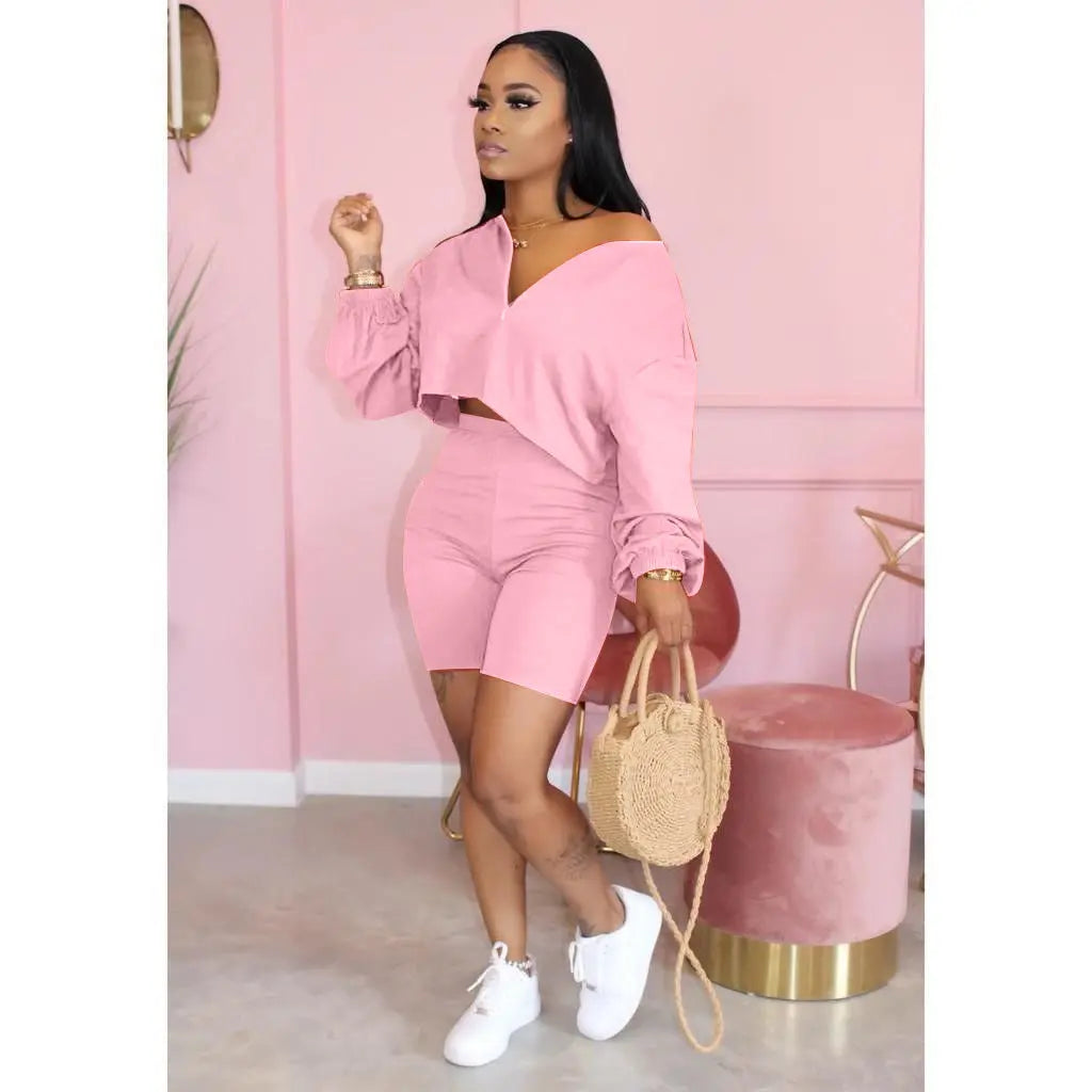 Women Pure Color Two Piece Set Cjdropshipping