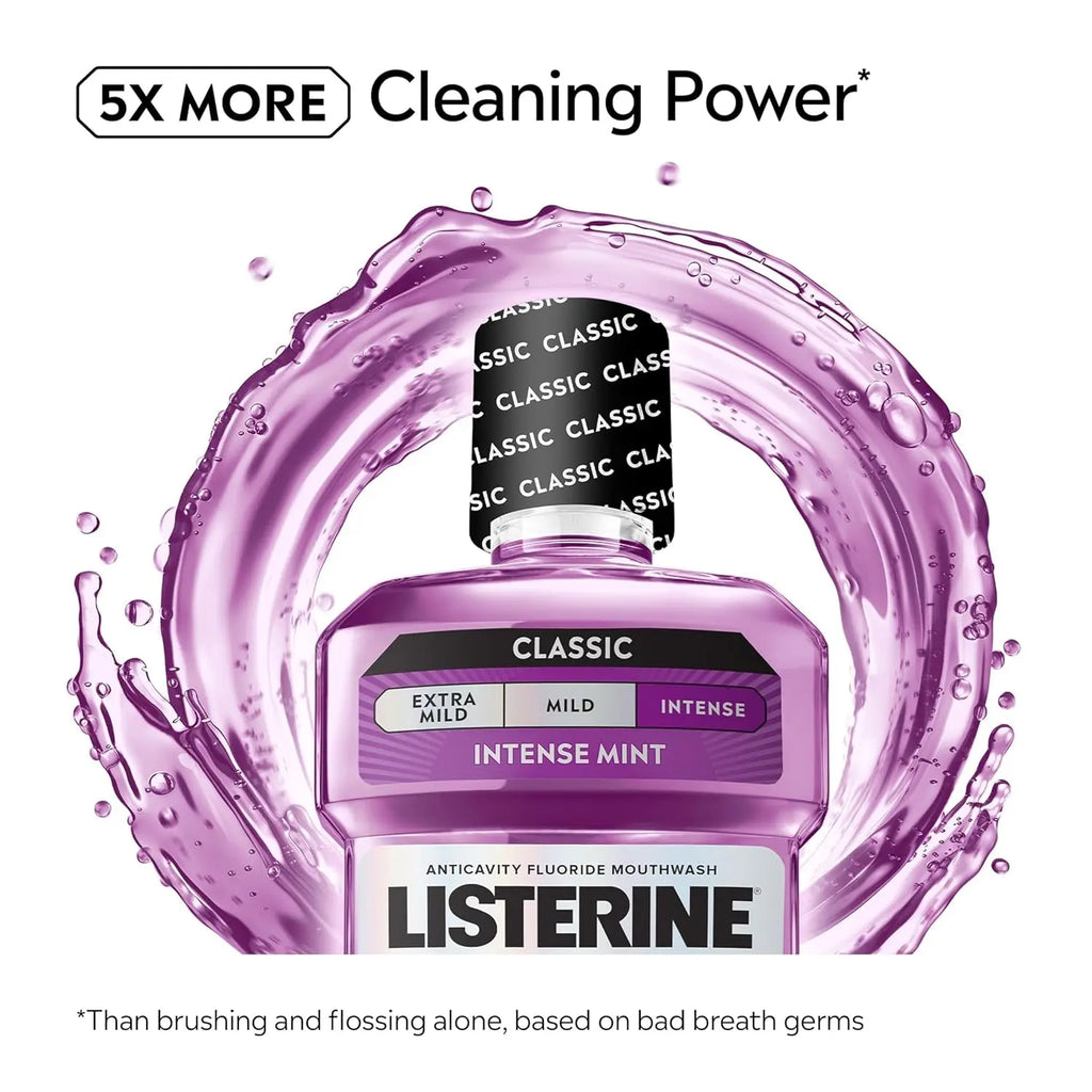 Total Care Anticavity Fluoride Mouthwash, 6-In-1 Rinse Helps Kill 99% of Bad Breath Germs, Prevents Cavities, Strengthens Teeth, Bad Breath Treatment for Adults, Fresh Mint, Twin Pack, 2X1 L