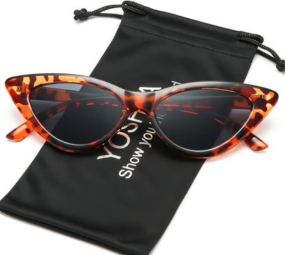 Retro Vintage Cat Eye Sunglasses for Women with Plastic Frame