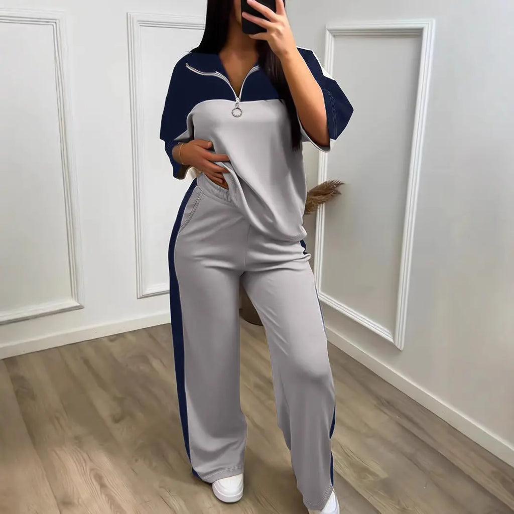 Womens Color-Block Minimalist Casual Chic Sportswear Set - New Era Fashion LLc