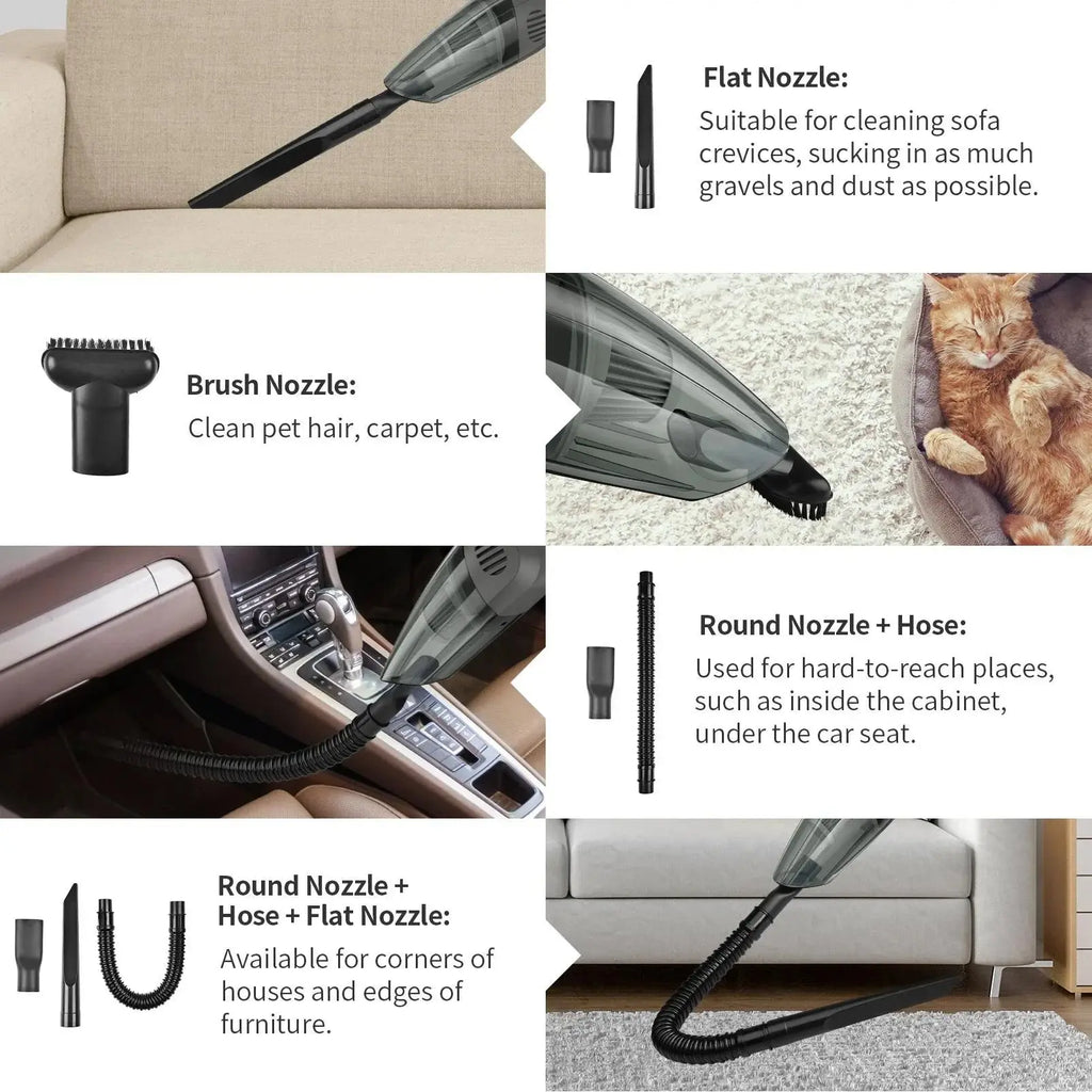 Portable Car Vacuum Cleaner,  Cordless Handheld Vacuum 7.5KPA Powerful Wet Dry Vac for Home Car Pet Hair