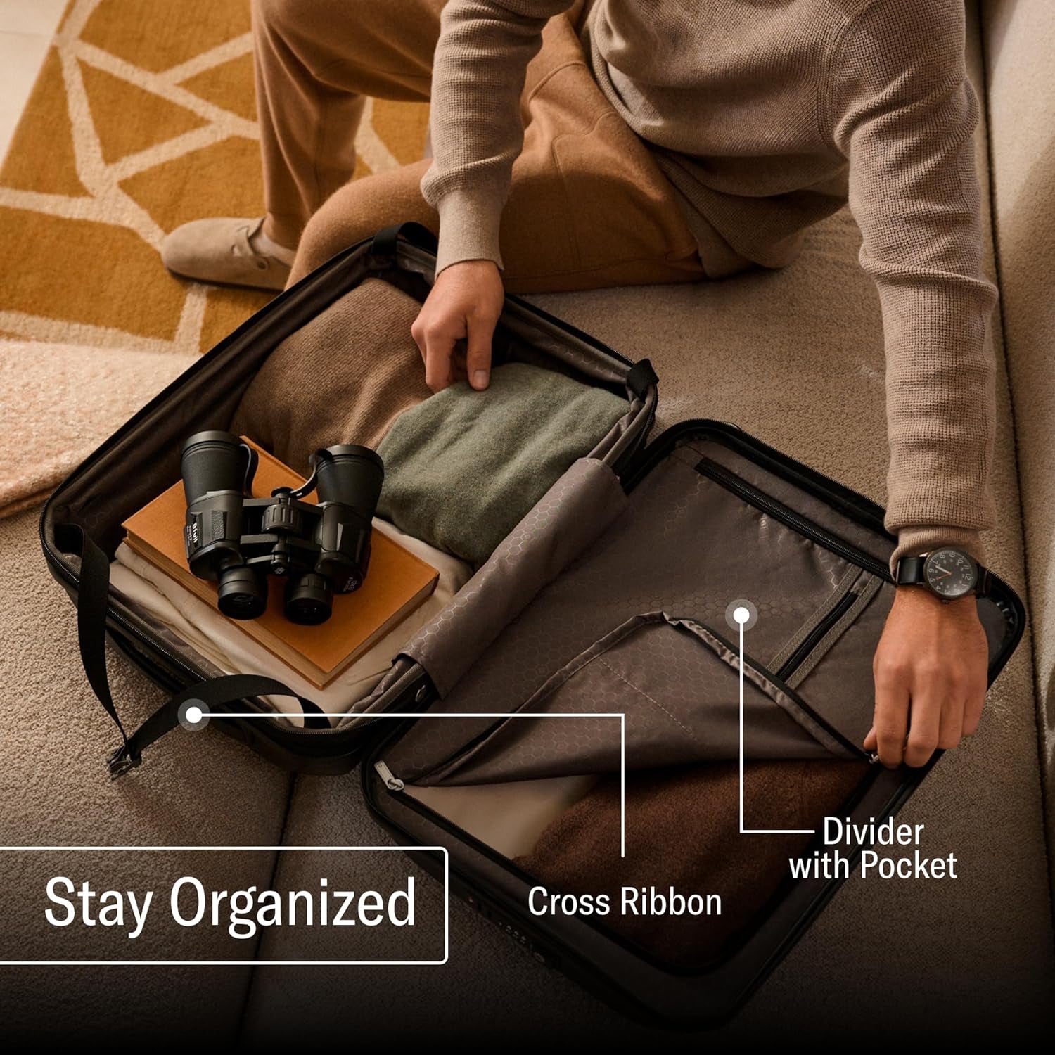 Freeform Hardside Carry-On Luggage with Spinner Wheels - TSA and Airline-Approved Expandable Suitcase for Lightweight Travel - Black
