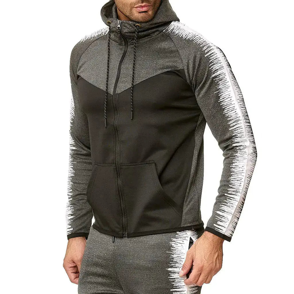 Men's Color Block Hoodie and Jacket Set for Fall/Winter Zendrop