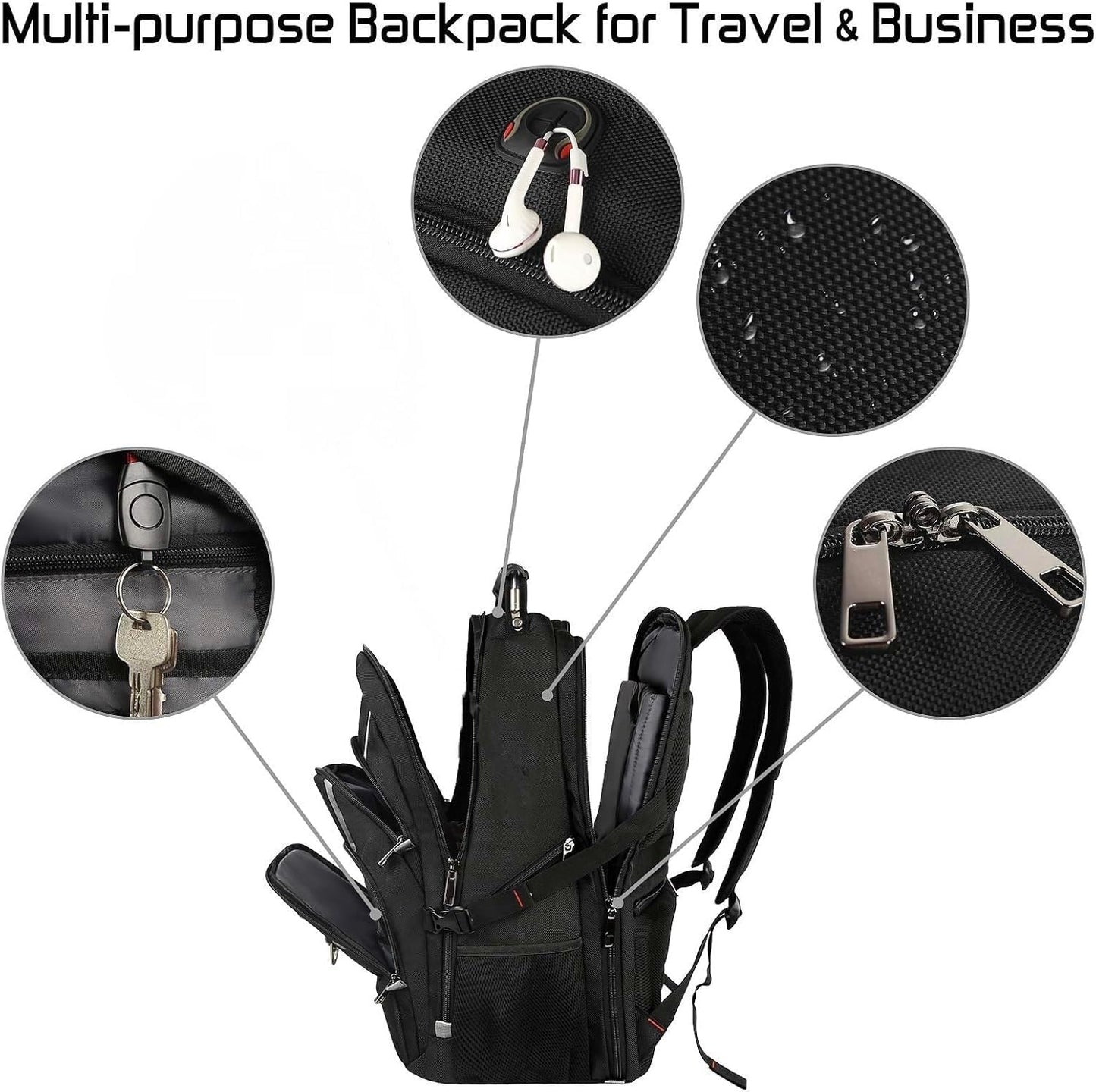 18.4-Inch Laptop Backpack for Men, Extra Large 55L-60L Gaming Backpack, TSA Compliant with RFID Anti-Theft Pocket, Water Resistant for Travel and Business Use