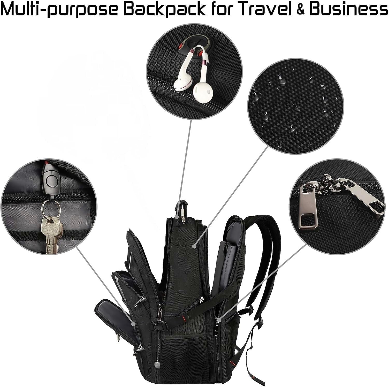 18.4-Inch Laptop Backpack for Men, Extra Large 55L-60L Gaming Backpack, TSA Compliant with RFID Anti-Theft Pocket, Water Resistant for Travel and Business Use
