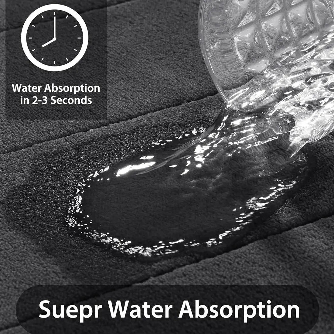 MEMORY FOAM BATH MAT PEDESTAL SET NON SLIP TOILET BATHROOM CONTOUR RUGS 3 PIECE--Grey Cjdropshipping