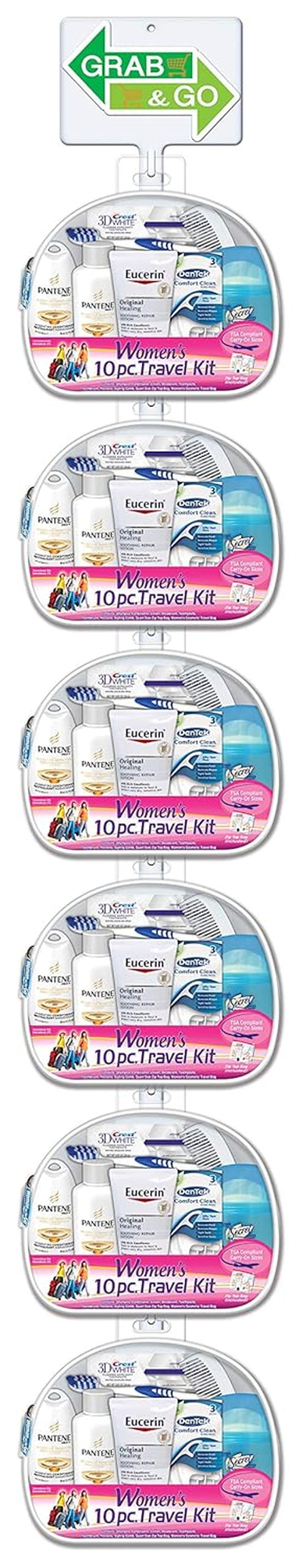 Convenience Kits Women’S Deluxe 10 PC Travel Kit (Pack of 6), Featuring Pantene Hair Products