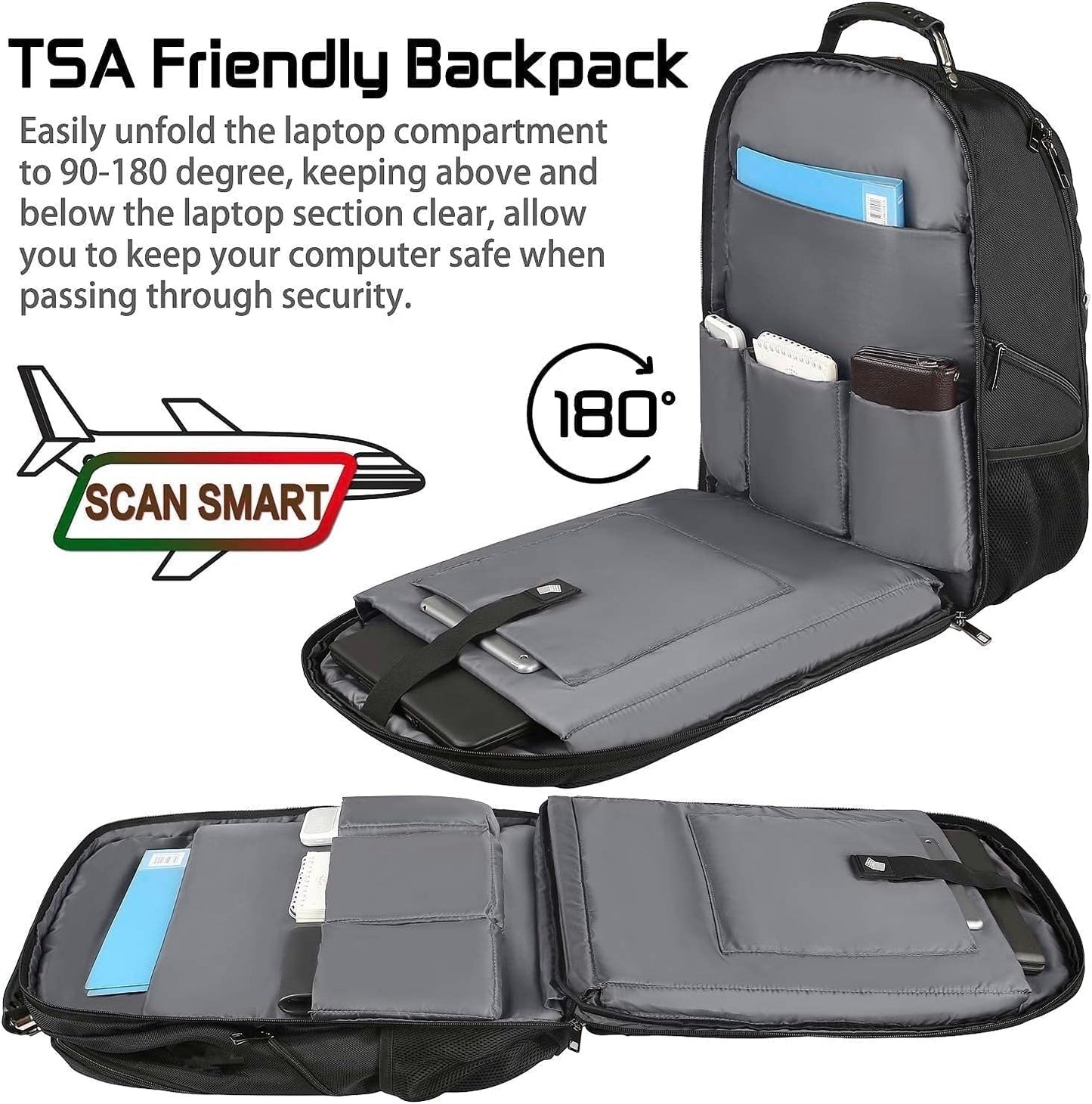 18.4-Inch Laptop Backpack for Men, Extra Large 55L-60L Gaming Backpack, TSA Compliant with RFID Anti-Theft Pocket, Water Resistant for Travel and Business Use