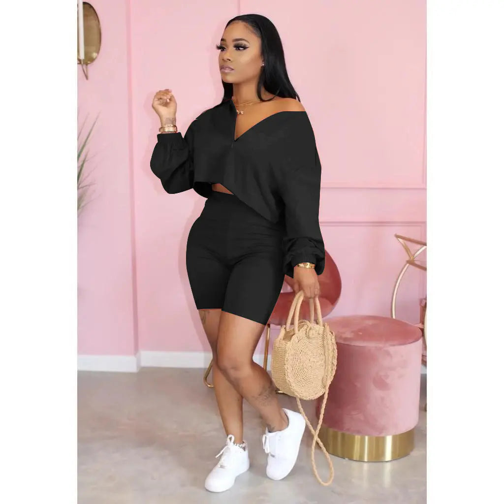 Women Pure Color Two Piece Set Cjdropshipping