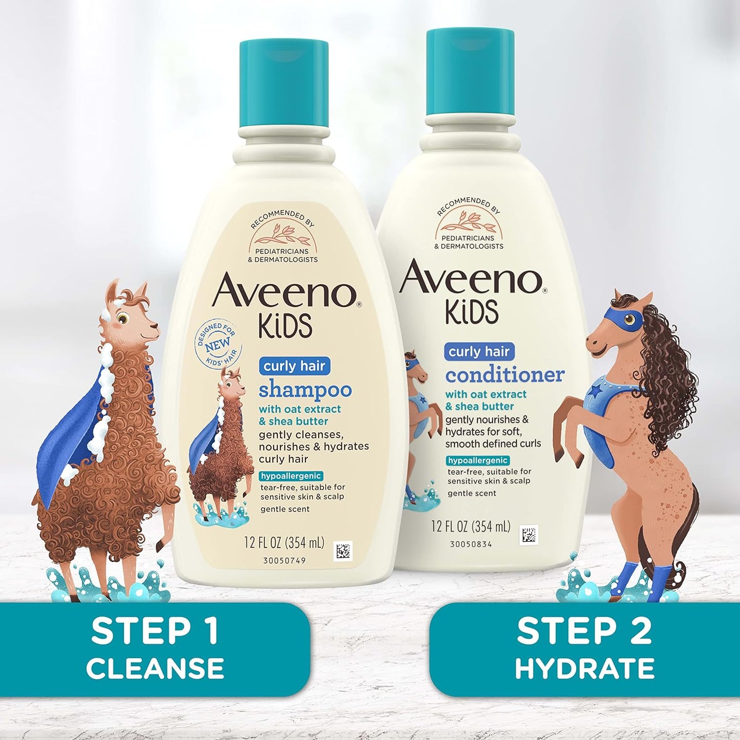 Aveeno Kids Curly Hair Conditioner, Hydrating Conditioner, Kids Curly Hair Products, Oat Extract & Shea Butter, Gentle Scent, 12 Fl. Oz (Pack of 1)