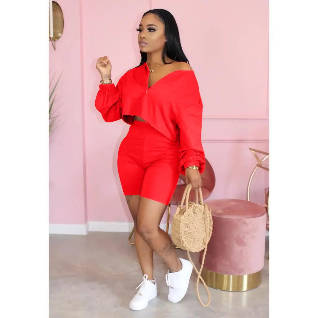Women Pure Color Two Piece Set Cjdropshipping