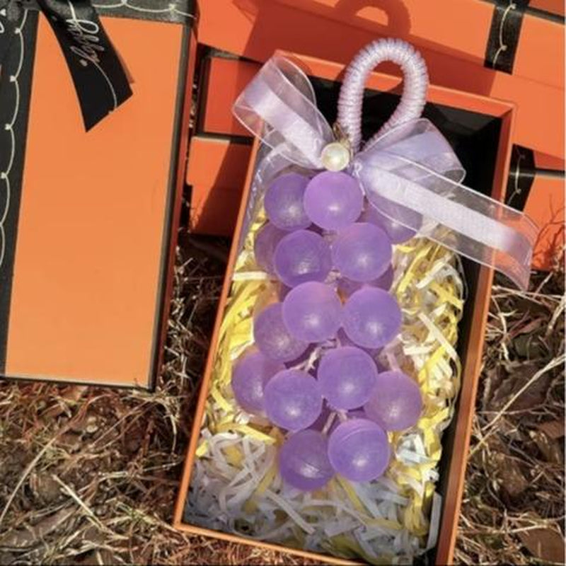 Grape Cluster Handmade Soap(25 Pcs), Suitable for Cleansing, Bathing, Hand Washing and Fragrance Pendant, Deep Cleansing, Oil Control, Smooth Light, Valentine'S Day Gift,Comes with Ribbon and Gift Box