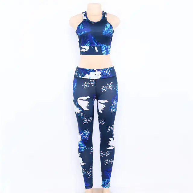 Women's Floral Print Yoga Set - Bra & Leggings Outfit Zendrop