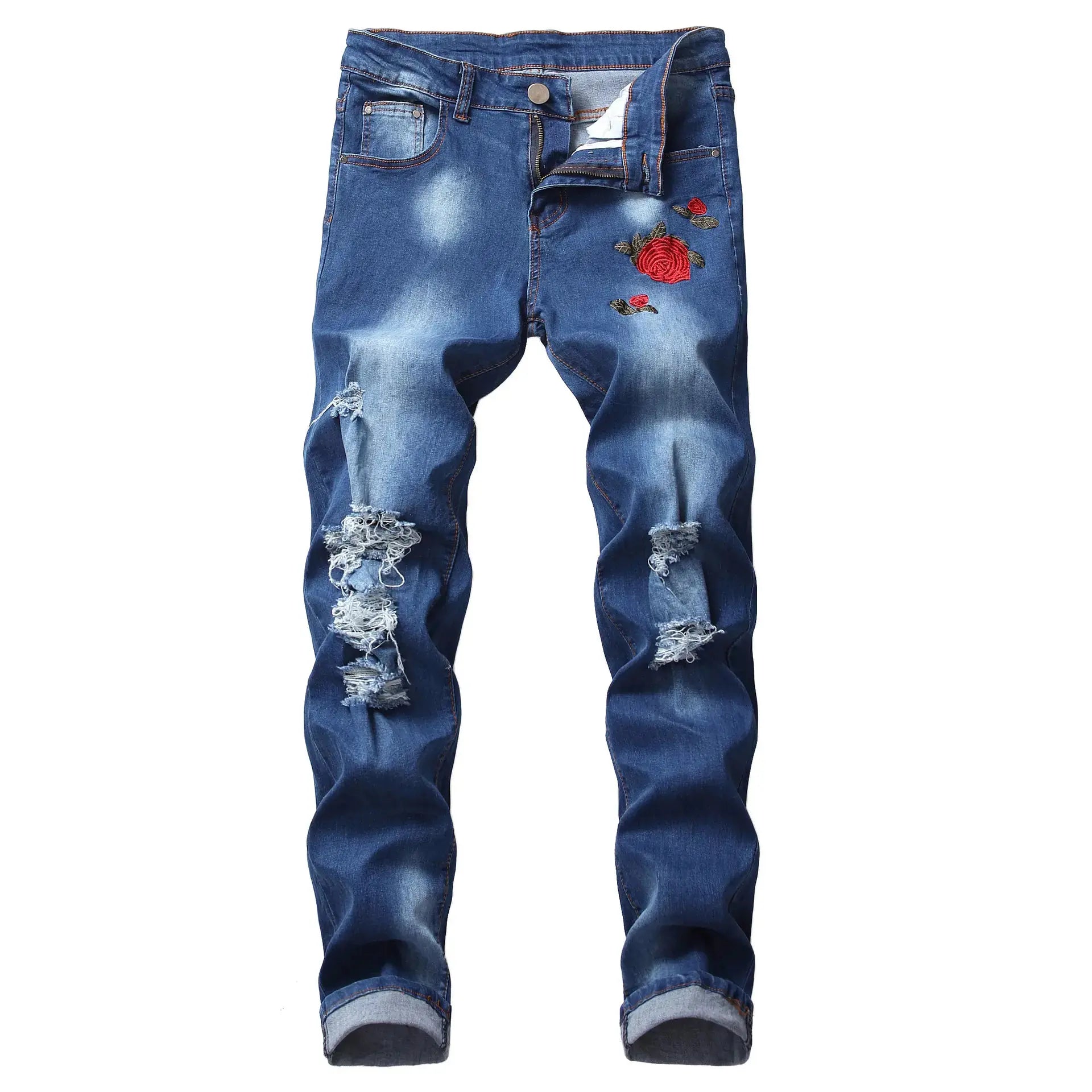Embroidered Stretch Jeans for Men Zendrop
