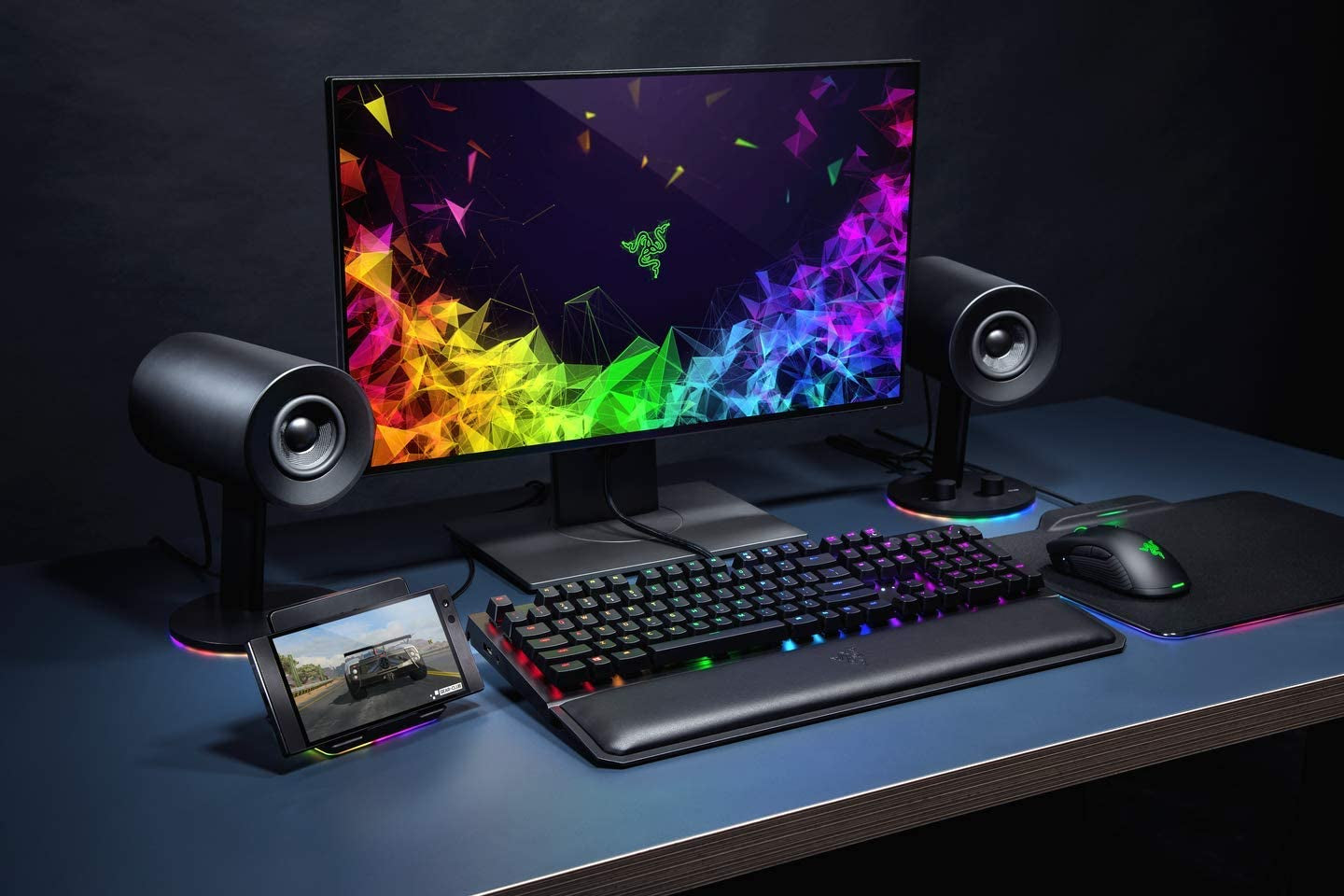 Razer Nommo Chroma 2.0 PC Gaming Speakers - Custom Woven 3" Glass Fiber Drivers, Rear-Facing Bass Ports, Bass Knob with Automatic Gain Control, Chroma Enabled, Black