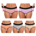 POKARLA Women's Cotton Stretch Underwear Ladies Mid Rise Briefs Panties Multipack 5-Pack(Small)
