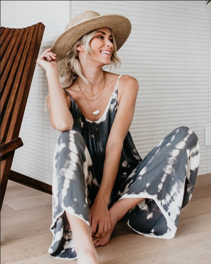 Summer Chic Tie-Dye Spaghetti Strap Jumpsuit