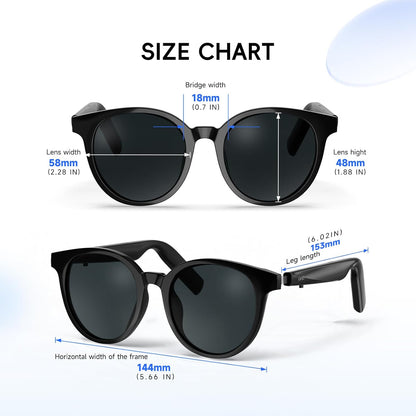 AI Smart Glasses for Men and Women, Low Bridge Fit, 74-Language Real-Time Translator Powered by Chatgpt - Bluetooth 5.4 with 11H Playtime, Polarized Sunglasses for Travel, Driving, Daily Use