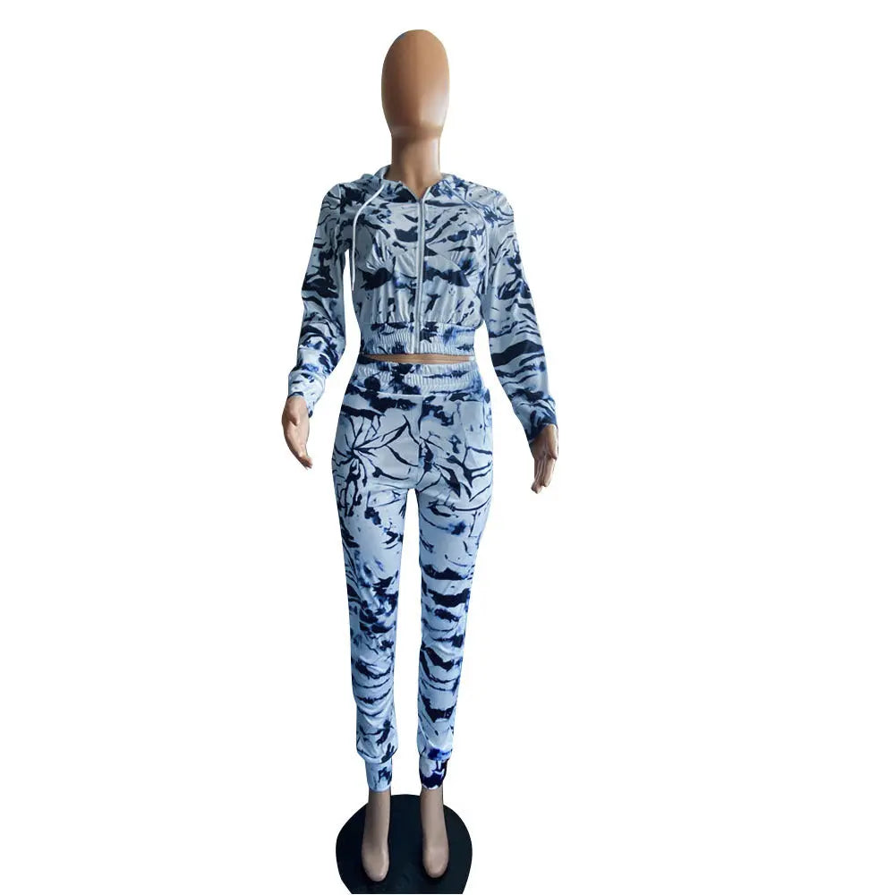 Printed Hooded Long Sleeve Two-Piece Women Cjdropshipping