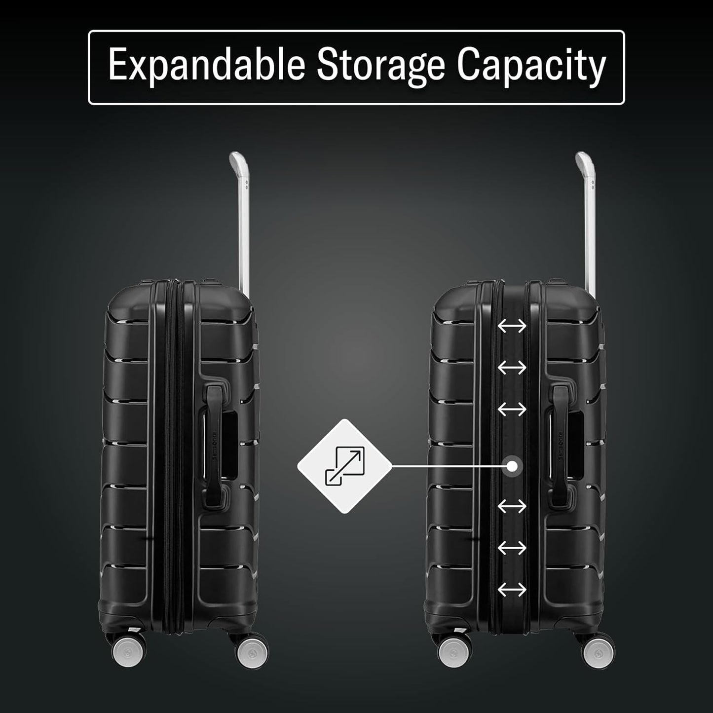 Freeform Hardside Carry-On Luggage with Spinner Wheels - TSA and Airline-Approved Expandable Suitcase for Lightweight Travel - Black