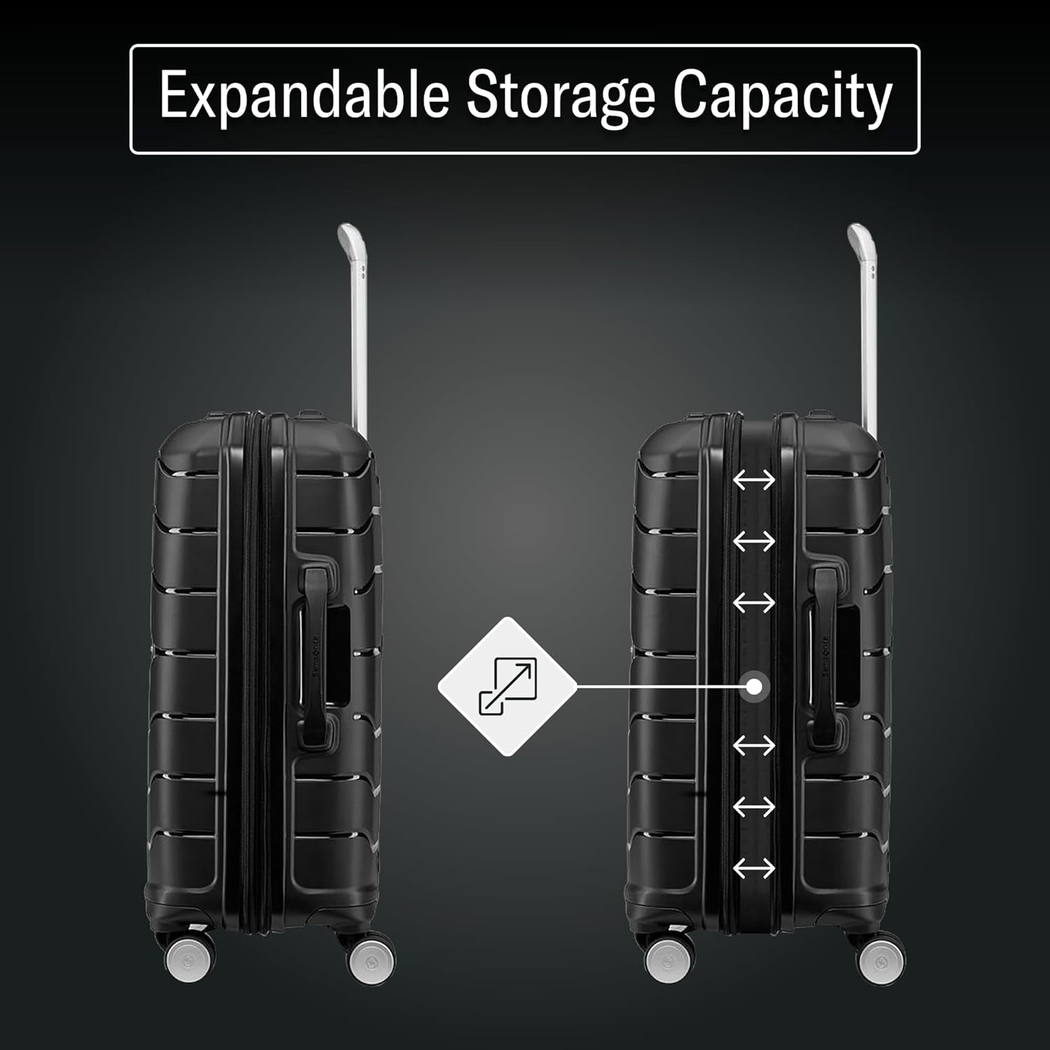 Freeform Hardside Carry-On Luggage with Spinner Wheels - TSA and Airline-Approved Expandable Suitcase for Lightweight Travel - Black