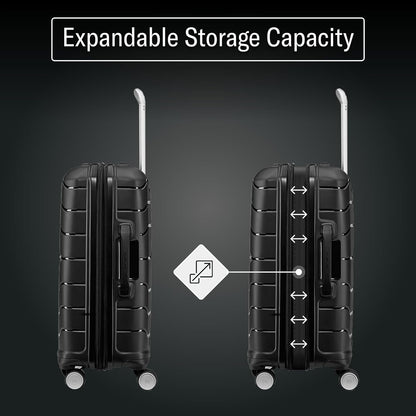 Freeform Hardside Carry-On Luggage with Spinner Wheels - TSA and Airline-Approved Expandable Suitcase for Lightweight Travel - Black